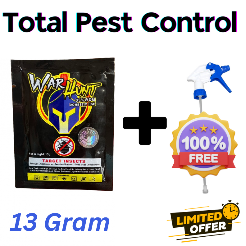 Warhunt – Bed Bug, Termite, Cockroach, Mosquito & Insect Killer | No Smell | Free Sprayer | Fast Action