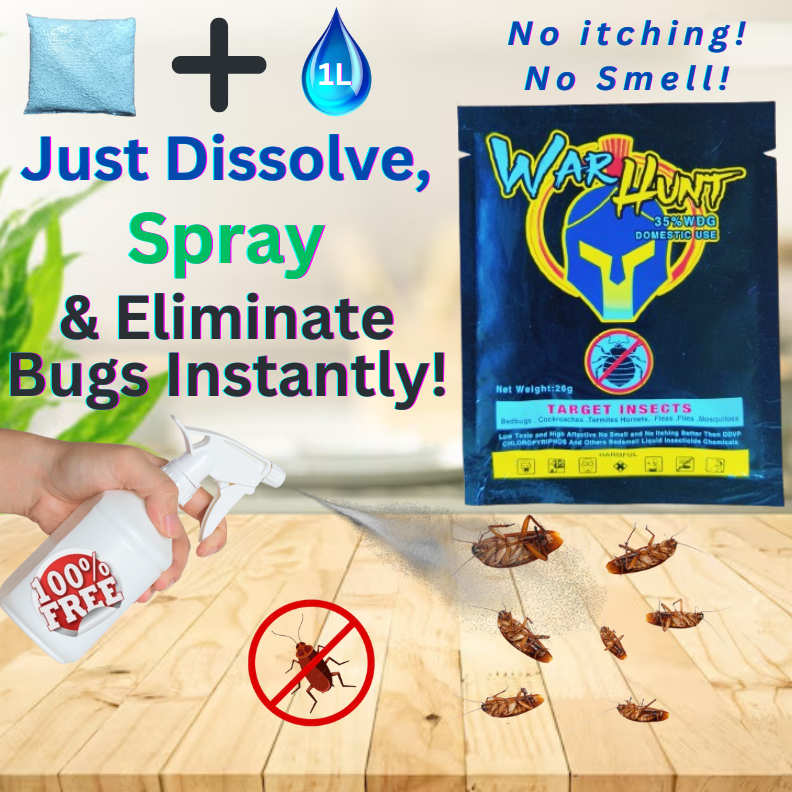 Warhunt – Bed Bug, Termite, Cockroach, Mosquito & Insect Killer | No Smell | Free Sprayer | Fast Action